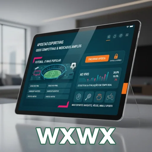 wxwx exibe opção de apostas esportivas em tablet moderno.