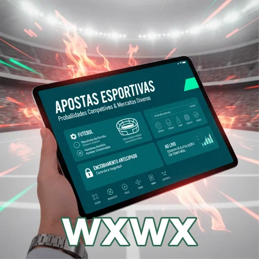 Interface do wxwx para apostas esportivas em um tablet.