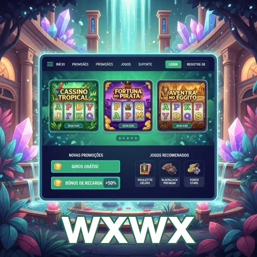 Tela do app wxwx mostrando jogos de cassino mobile.