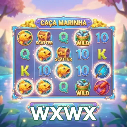 Tela do jogo Caça Marinha no wxwx com símbolos coloridos.