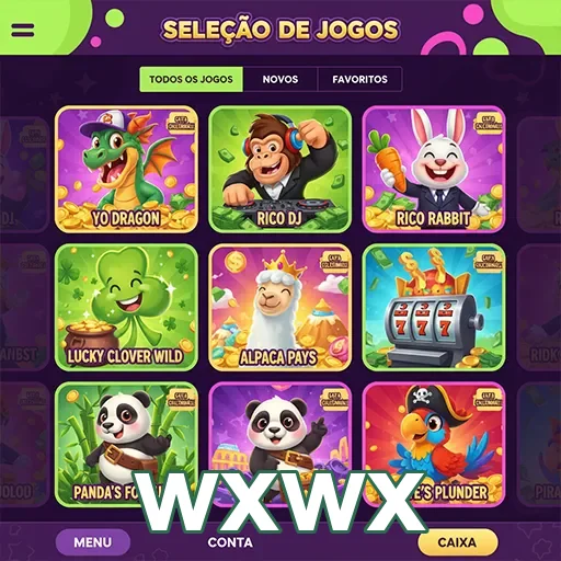 Interface de seleção de jogos VIP do wxwx com slots populares.