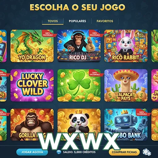 Tela inicial da plataforma wxwx com várias opções de jogos.